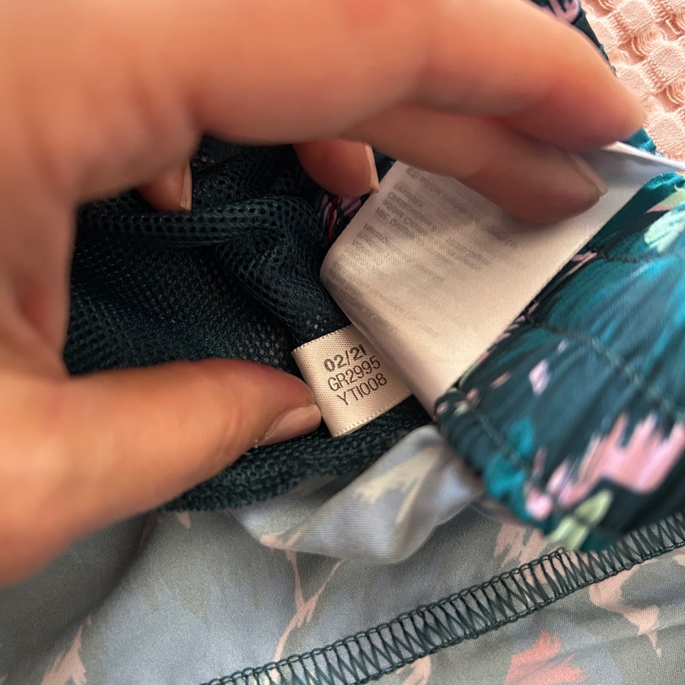 Adidas x Farm Rio Shorts Tropical Flower Wild Teal Pink Lightweight Pocket Med - Picture 4 of 6